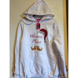 NWT Sofra Women's Grandma Hoodie L Glitter Memaw Claus Santa Fleece Pockets